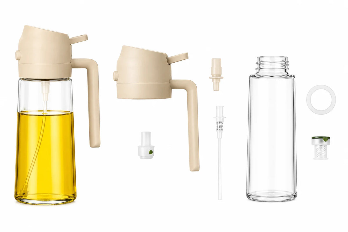 2 in 1 Oil Bottle – 500ML Oil Spray Bottle & Oil Dispenser